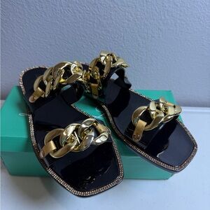 Womens Shoes Size 11 Sandals Black Chain Jelly New Fashion Couture